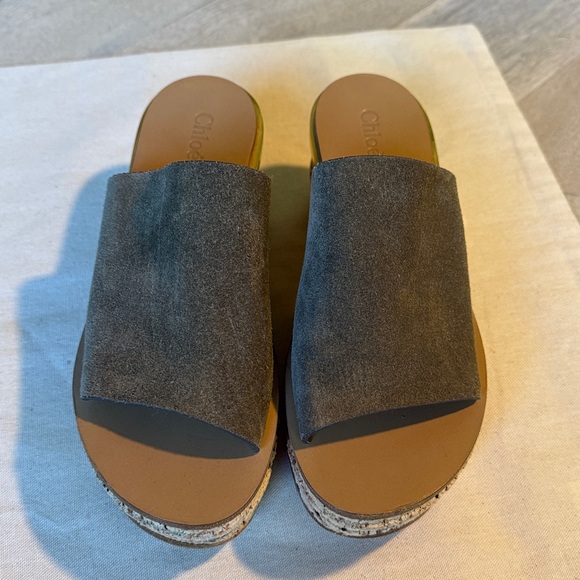 CHLOE Camille Wedge Slide Sandal in Dark Griege / Taupe sz US 7 / IT 37 RARE! - Picture 5 of 13